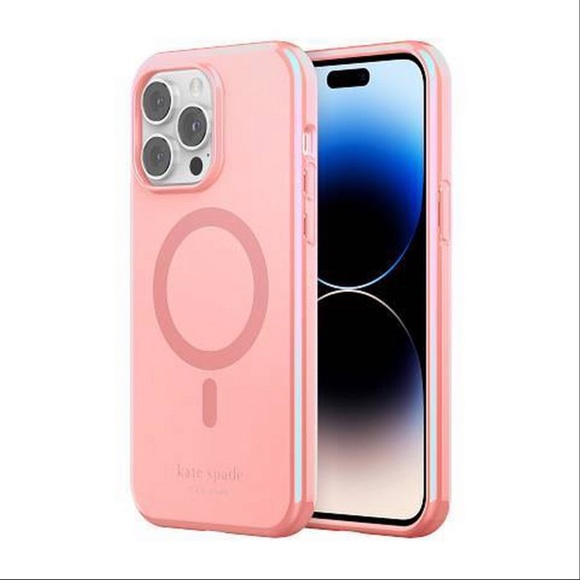 KATE SPADE Pink Iridescent Grapefruit Designer MagSafe iPhone 14 PRO MAX Case - Picture 2 of 8